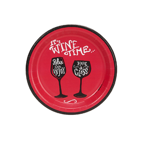 BIRTH5000 259939 Wine Time Party Red 7" Cocktail Plates (8) - NS