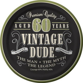 Creative Converting 105974 Vintage Dude 60th Cake Plates 7" (8 Pack) - NS