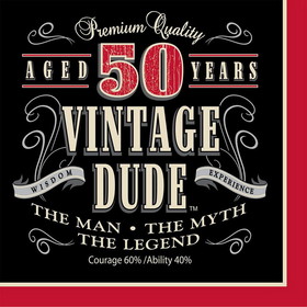 Creative Converting 105935 Vintage Dude 50th Luncheon Napkins (16 Pack) - NS