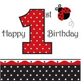 Creative Converting 107567 Ladybug 1st Birthday Napkins (16-pack)