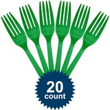 Amscan 107752 Green Plastic Forks - NS