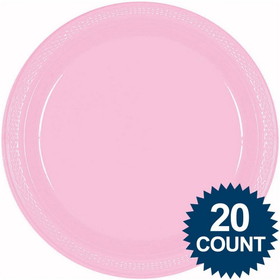Amscan 107007 Pink 10" Plastic Dinner Plates (20 Pack) - NS
