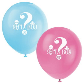 Unique Industries 107855 Gender Reveal 12" Latex Balloons (8 Pack) - NS