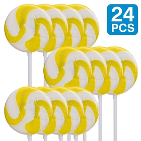 FUN EXPRESS 5/1654 Lemon Yellow 2" Swirl Lollipops (24)