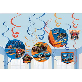 Amscan 107661 Hot Wheels Wild Racer Foil Swirl Decorations (12 Pieces)