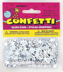 Unique Industries 106604 Silver Stars Foil Confetti .5oz (Each) - NS