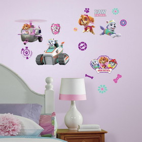 York Wallcoverings 107079 Paw Patrol Girl Pups Peel and Stick Wall Decals (30 Pieces)