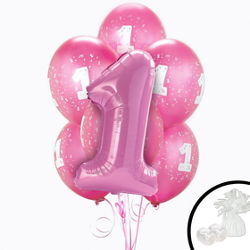 BIRTH9999 264004 Pink 1st Birthday Balloon Bouquet - NS