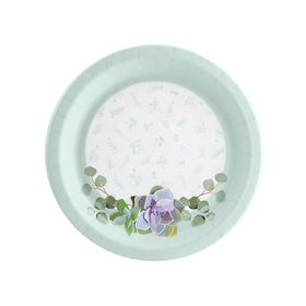 BIRTH5000 264196 Floral Succulents Dessert Plate (8) - NS