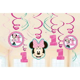 Amscan 109475 Minnie's Fun To Be One Foil Swirl Decorations (12 Pieces)