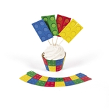 Fun Express 13706151 Block Party Cupcake Collars W/ Picks (100) - NS