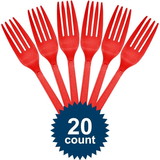 Amscan 121799 Red Plastic Forks - NS