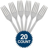Amscan 121921 Silver Plastic Forks (20 Pack) - NS