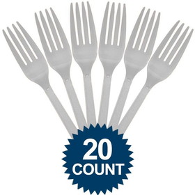 Amscan 121921 Silver Plastic Forks (20 Pack) - NS