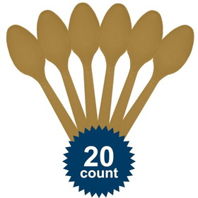 Amscan 121924 Gold Plastic Spoons (20 Pack) - NS