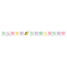 Creative Converting 124731 Unicorn Sparkle 8' Shaped Birthday Banner (1) - NS