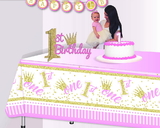 1st Birthday Pink Glitter Centerpiece (1)