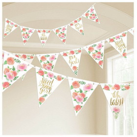 Amscan 126174 Floral Baby Pennant Banner (1) - NS