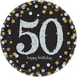 Amscan 126363 Sparkling Celebration Prismatic 50th Birthday Dessert Plates (8) - NS