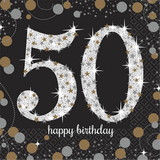 Amscan 126365 Sparkling Celebration 50th Birthday Beverage Napkins (16)