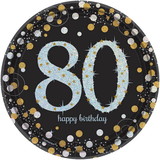 Amscan 126397 Sparkling Celebration Prismatic 80th Birthday Dessert Plates (8)