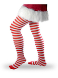 Forum Novelties 275094 Red And White Striped Adult Tights