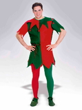 Ruby Slipper Sales 62873 Adult Red and Green Elf Tights - STD