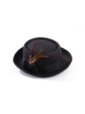 Ruby Slipper Sales 73639 Adult's Black Pork Pie Feather Hat - NS