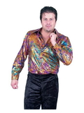 Ruby Slipper Sales 01107_1X Men's Plus Disco Multi Rainbow Shirt - XL