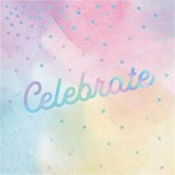 Creative Converting BB336701 Iridescent 'Celebrate' Luncheon Napkin (16) - NS