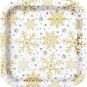 Unique Industries 129571 Silver and Gold Snowflake 9" Plates (8) - NS