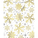 Unique Industries  BB77128  Silver and Gold Snowflake Medium Gift Bag (1), NS