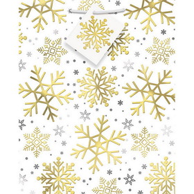 Unique Industries BB77128 Silver and Gold Snowflake Medium Gift Bag (1) - NS