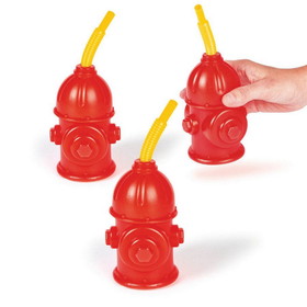 Fun Express  BB13629374  Fire Hydrant Cups with Straws (8), NS