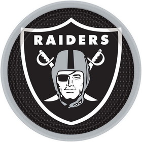 Amscan 130641 NFL Oakland Raiders 9" Luncheon Plates (8 Pack)