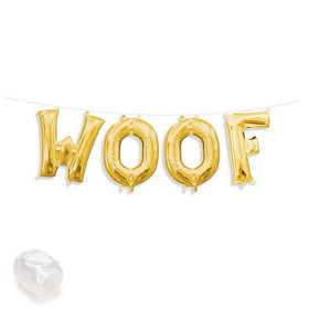 134124 Air-Fillable 13" Gold Letter Balloon Kit "WOOF" - NS