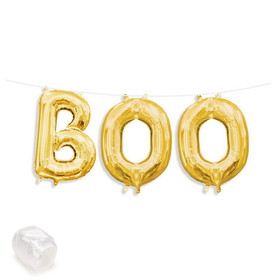 134139 Air-Fillable 13" Gold Letter Balloon Kit "BOO" - NS