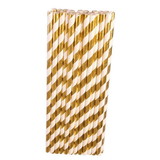 Ruby Slipper Sales  BB134529  Gold & White Paper Straws (24), NS