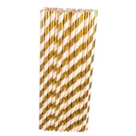 Ruby Slipper Sales BB134529 Gold & White Paper Straws (24) - NS