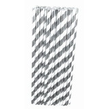 Ruby Slipper Sales  BB134530  Silver & White Paper Straws (24), NS