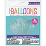 Unique Industries  BB134780  Clear Latex Balloons with Silver Confetti 12