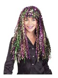 Ruby Slipper Sales 50464R Mardi Gras Multicolored Long Tinsel Wig - NS