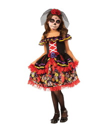 Ruby Slipper Sales R700895 Day of the Dead Costume for Girls - L
