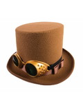 Ruby Slipper Sales  F75327  Brown Steampunk Hat with Goggles, OS