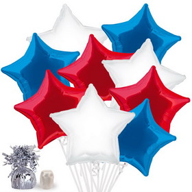 BBKIT1820BK Red, White, and Blue Star Balloon Bouquet Kit - NS
