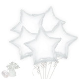 BBKITSTAR12 White Star Balloon Bouquet Kit - NS