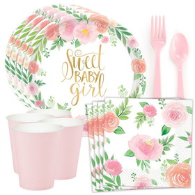 BBKIT1848S Floral Baby Shower Standard Tableware Kit (Serves - NS