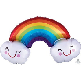 Mayflower Distributing PY140076 Rainbow & Clouds Shaped 37" Foil Balloon - NS