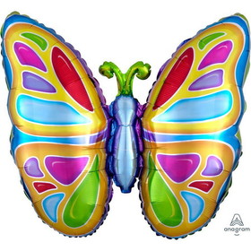 Mayflower Distributing  PY140452  Bright Butterfly 25" Jumbo Foil Shaped Balloon, NS
