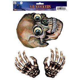 Ruby Slipper Sales PY141726 3D Window Skull & Hand Sticker - NS